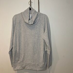 lululemon athletica Heathered Light Gray Ribbed Cowl Neck Pullover